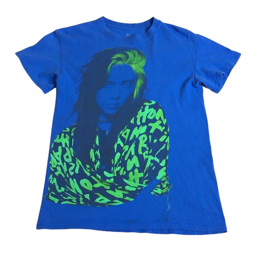 Billie Eilish 2020 Where Do We Go World Tour T Shirt Womens Small Blue Graphic